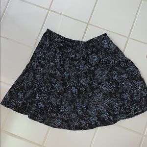 Black and blue floral mini skirt